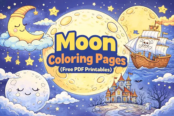 Moon Coloring Pages (Free PDF Printables)