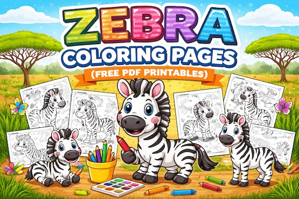 Zebra Coloring Pages (Free PDF Printables)